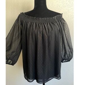 Zara off the shoulder sheer blouse black XS